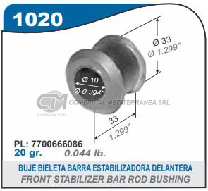 BUJE BIELETA BARRA ESTABILIZADORA (INFERIOR) RENAULT 18. FUEGO
