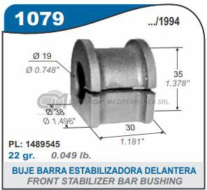 BUJE BARRA ESTABILIZADORA 19MM FIAT DUNA. UNO