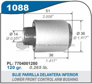 BUJE PARRILLA INFERIOR LISO RENAULT18.