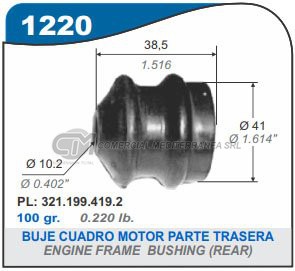 BUJE CUADRO DE MOTOR (TRASERO) VW GOL. SAVEIRO. SENDA GACEL