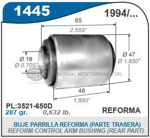 BUJES SUSPENSION FIAT DUCATO 96-> BUJE PARR.REFOR.(PARTE POSTERIOR)