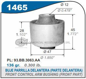 BUJE PARRILLA DEL. BUJES SUSPENSION FORD MONDEO 