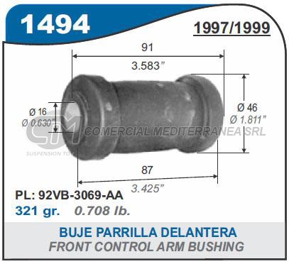 BUJE PARRILLA DELANTERA PARTE TRASERA FORD TRANSIT