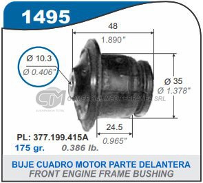 BUJE CUADRO DE MOTOR PARTE DEL.C/PESTANA VW GOL. SENDA.. SAVEIRO