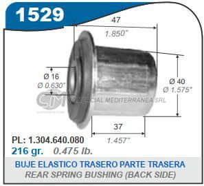 BUJE ELASTICO TRASERO PARTE TRASERA MONOHOJA FIAT DUCATO. PEUGEOT BOXER