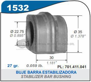 BUJE BARRA ESTABILIZADORA CENTRAL VW TRANSPORTER