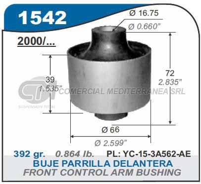 BUJE PARRILLA DELANTERA PARTE TRASERA FORD TRANSIT