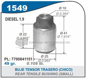 BUJES SUSPENSION RENAULT KANGOO DIESEL 1.9 EXPRESS. CLIO.
