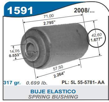 BUJE ELASTICO DELANTERO FORD RANGER 08/..
