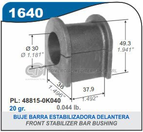 BARRA ESTABILIZADORA TOYOTA HILUX 05...4X2-4X4-SW4 
