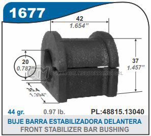 BUJE BARRA ESTABILIZADORA CENTRAL TOYOTA COROLLA 02/08