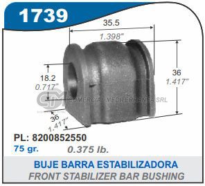 BUJE BARRA ESTABILIZADORA CENTRAL RENAULT DUSTER 