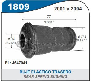 BUJE ELASTICO TRASERO FIAT FIORINO . STRADA 