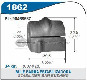 BUJE BARRA ESTABILIZADORA CHEVROLET CORSA.MERIVA 