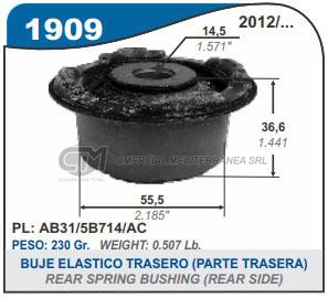 BUJE ELASTICO TRASERO FORD RANGER 12/.. 