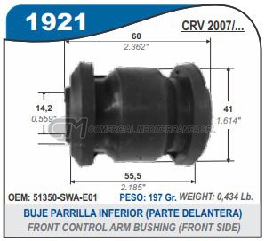 BUJES SUSPENSION HONDA CRV 07/.. BUJE PARRILLA INFERIOR P