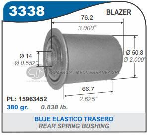 BUJES SUSPENSION CHEVROLET S10.BLAZER BUJE ELASTICO TRASERO
