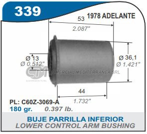 BUJE PARRILLA INFERIOR FORD FALCON 78/.. FAIRLANE
