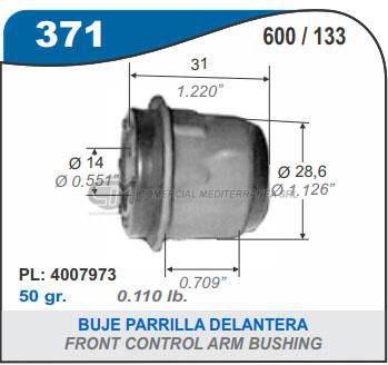 BUJES SUSPENSION PARRILLA SUPERIOR FIAT 600/133