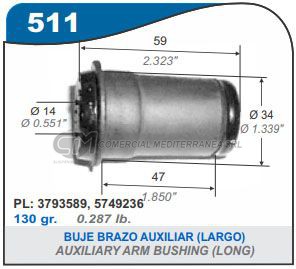 BUJE BRAZO AUXILIARCHEVROLET 400 (LARGO)