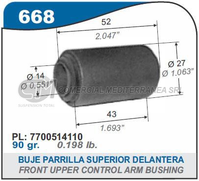 BUJES SUSPENSION RENAULT 12