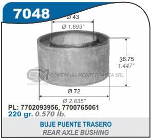 BUJES SUSPENSION RENAULT 9.11 BUJE EJE O PUENTE TRASERO