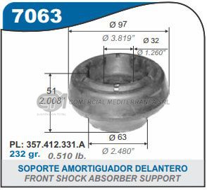 CAZOLETA SUSPENSION VW GOLF KIT AMORTIG. DEL.