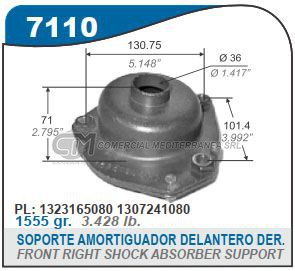 CAZOLETA SUSPENSION PEUGEOT BOXER CAZOLETA AMORTIGUADOR 